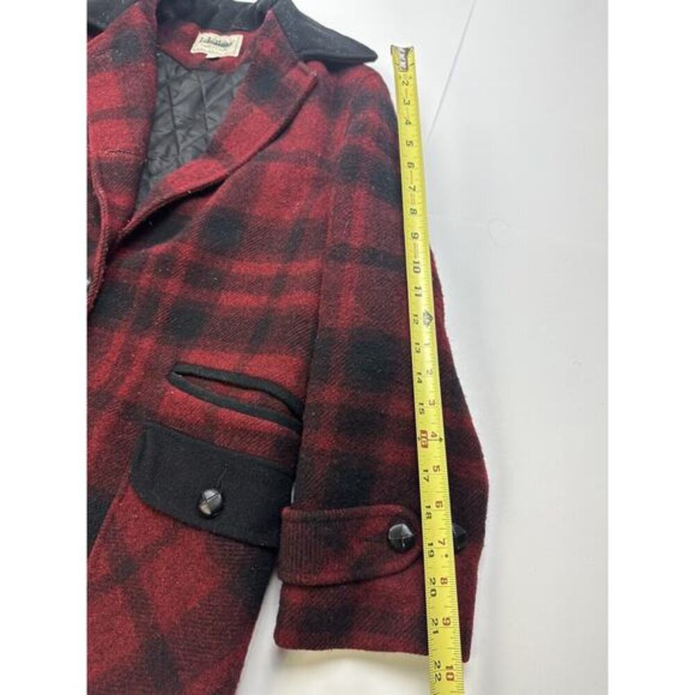 Vintage LL Bean Buffalo Plaid‎ Wool Peacoat Jacket Coat Womens Medium - Picture 4 of 10